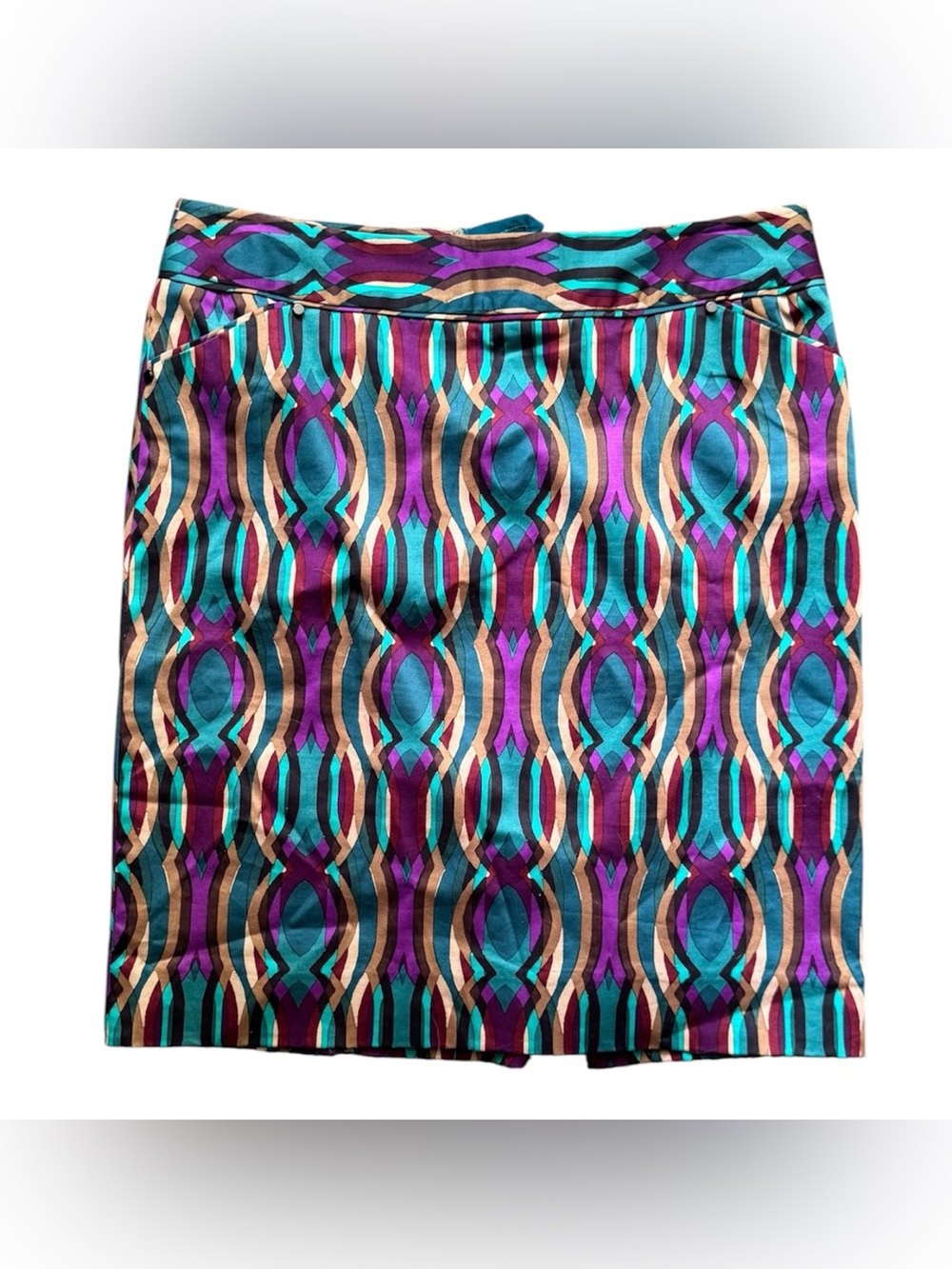 Etcetera Pencil Skirt Geometric Colorful Print 6 628